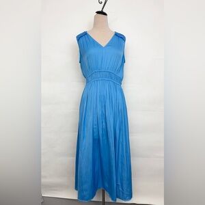 Joie Silky Blue Sleevless Ruched Maxi Dress Size Large